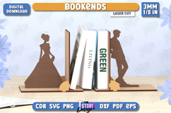 Bookends Laser Cut | Book Stopper |Man and Woman Silhouettes Product Image 1