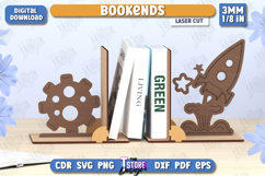 Bookends Laser Cut | Book Stopper | Books Holder | Space Product Image 1