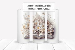 3D White Book Floral Tumbler Wrap, 3D Magic Book Sublimation Product Image 1