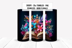 3D Book Flower Tumbler Wrap, 3D Book Floral Sublimation Wrap Product Image 1