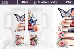 Butterfly Books Tumbler 40 Oz | Book Tumbler 40 Oz Product Image 1