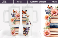 Daisy Butterfly Books Tumbler 40 Oz | Book Tumbler 40 Oz Product Image 1