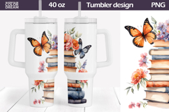 Books Butterfly Floral Tumbler 40 Oz | Book Tumbler 40 Oz Product Image 1