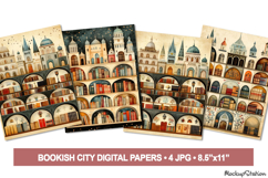 Book Lover Digital Papers, Vintage Bookish Scrapbooking JPG Product Image 1