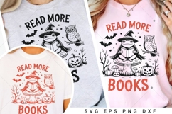 Bookish Halloween Witch Frog Reading SVG PNG, Read More Product Image 2