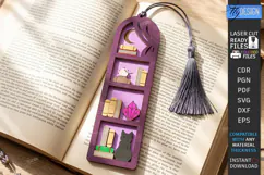 3D Layered Wooden Bookshelf Bookmark Laser Cut | Gift Idea Product Image 1