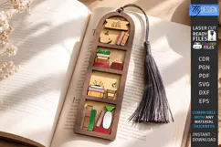 3D Layered Wooden Bookshelf Bookmark Laser Cut | Gift Idea Product Image 1