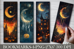 Halloween Moon Printable Bookmark, Halloween Bookmark Png Product Image 1