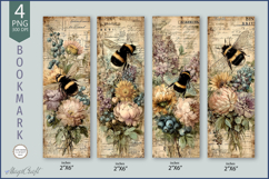 Bookmark flowers png |bookmark designs|bee| flora bumblebee Product Image 1