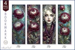 Bookmark flowers png |bookmark designs|peonies| flora| girl Product Image 1
