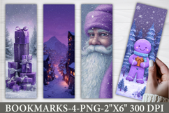 Purple Christmas Printable Bookmarks PNG Product Image 1