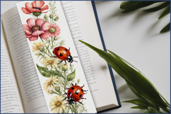 Bookmark with ladybugs png |bookmark designs| flowers flora Product Image 2