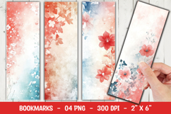 Red Blue Floral Bookmark Sublimation Product Image 1