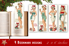 Pin up christmas girl bookmark printable | Retro woman book Product Image 1