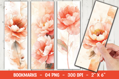 Soft Peach Floral Bookmark Sublimation Product Image 1