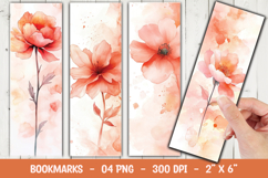Coral Floral Bloom Bookmark Sublimation Product Image 1