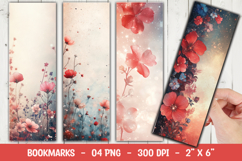 Soft Red Floral Bookmark Sublimation Product Image 1