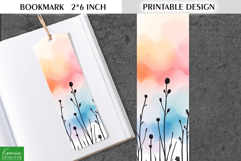 Cute Watercolor Printable Bookmark|Mountains and Wild Flower Product Image 1