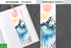 Cute Watercolor Printable Bookmark|Mountains and Wild Flower Product Image 1