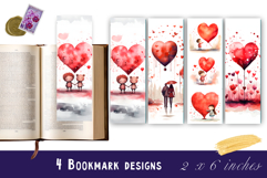 Watercolour Valentine Day Eiffel Tower Bookmarks Sublimation Product Image 1