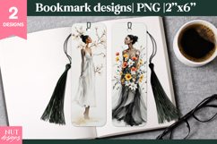 Fashion Bookmark printable Whimsical Floral Woman Bookmarks Product Image 1