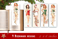 Pin up christmas girl bookmark printable | Retro woman book Product Image 1
