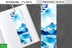 Cute Watercolor Printable Bookmark|Mountains and Wild Flower Product Image 1
