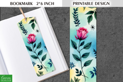 Cute Watercolor Printable Bookmark|Vintage Flower and Leaves Product Image 1