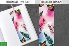 Cute Watercolor Printable Bookmark|Vintage Flower and Leaves Product Image 1