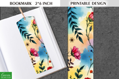 Cute Watercolor Printable Bookmark|Vintage Flower and Leaves Product Image 1