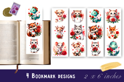 Watercolour Valentine Day animals Bookmarks Sublimation Product Image 1