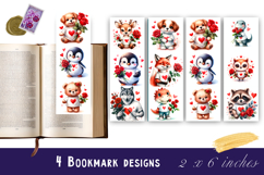 Watercolour Valentine Day animals Bookmarks Sublimation Product Image 1