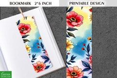 Cute Watercolor Printable Bookmark|Vintage Flower and Leaves Product Image 1