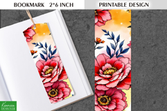 Cute Watercolor Printable Bookmark|Vintage Flower and Leaves Product Image 1