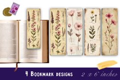 Vintage Flowers Bookmark Printable Sublimation PNG Product Image 1