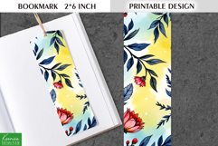 Cute Watercolor Printable Bookmark|Vintage Flower and Leaves Product Image 1