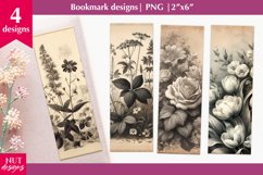 Charming Floral bookmark PNG, Flowers bookmark designs Product Image 1