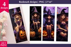 Halloween bookmarks, Halloween witch girl bookmark designs Product Image 1