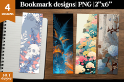 Dark floral Skull bookmark, Halloween bookmark printable Product Image 1