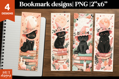 Witch Cat Bookmarks PNG, Cartoon halloween bookmarks for kid Product Image 1