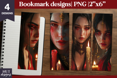 Gothic Halloween bookmark, Dark Fantasy Red-eyed witch Product Image 1