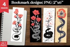 Floral Snake Gothic Bookmarks, Gothic dark romance Bookmarks Product Image 1