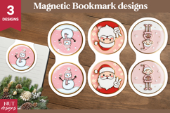 Christmas Magnetic Bookmark Cute pink Christmas pin enamel Product Image 1