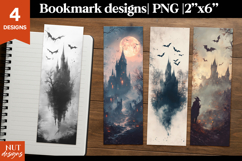 Magic Haunted Castle bookmark, Fantasy Halloween bookmark Product Image 1