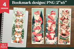Christmas bookmark printable Funny Christmas Foxes Bookmark Product Image 1