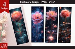 Glowing Floral bookmark PNG, Flowers bookmark designs Product Image 1