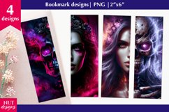 Halloween bookmark Neon Gothic girl and Skeleton bookmark Product Image 1