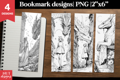 Fantasy Dragon Bookmark PNG Black and white Bookmarks Product Image 1