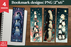 Christmas bookmark printable Winter Penguin Bookmark PNG Product Image 1