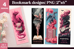 Books reading quote, Dragon with book bookmark Printable PNG Product Image 1